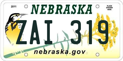 NE license plate ZAI319