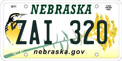 NE license plate ZAI320