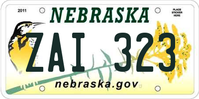 NE license plate ZAI323