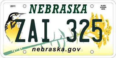 NE license plate ZAI325