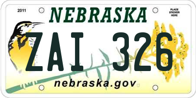 NE license plate ZAI326