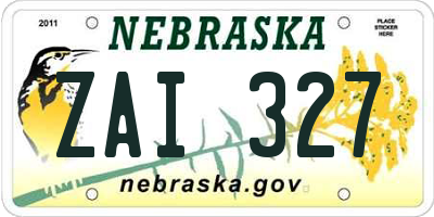 NE license plate ZAI327