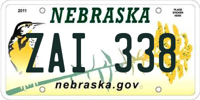 NE license plate ZAI338