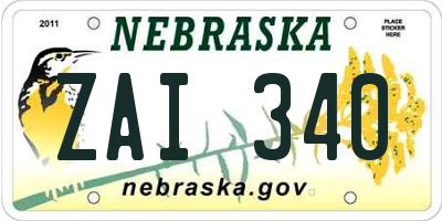 NE license plate ZAI340