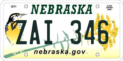 NE license plate ZAI346
