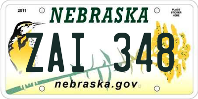 NE license plate ZAI348