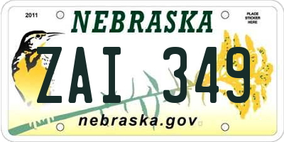 NE license plate ZAI349