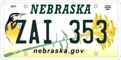 NE license plate ZAI353