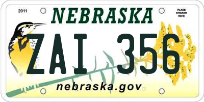 NE license plate ZAI356