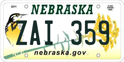 NE license plate ZAI359