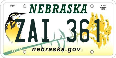 NE license plate ZAI361