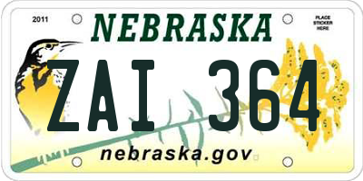 NE license plate ZAI364