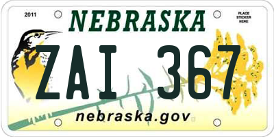 NE license plate ZAI367