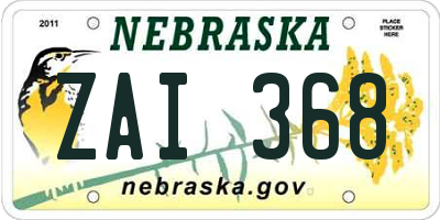 NE license plate ZAI368