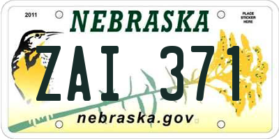 NE license plate ZAI371
