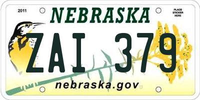 NE license plate ZAI379