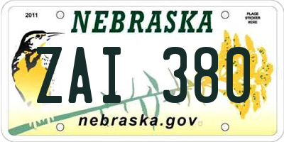 NE license plate ZAI380