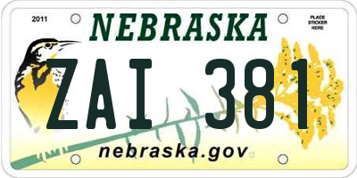 NE license plate ZAI381
