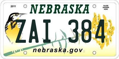 NE license plate ZAI384