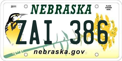 NE license plate ZAI386