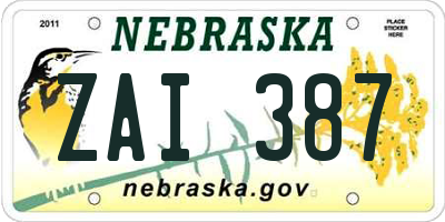 NE license plate ZAI387