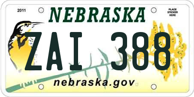 NE license plate ZAI388