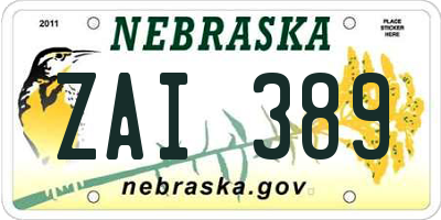 NE license plate ZAI389
