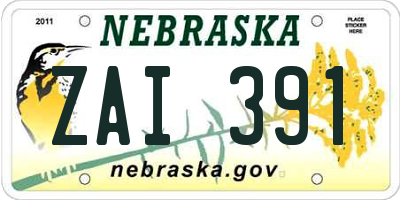 NE license plate ZAI391