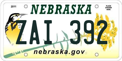 NE license plate ZAI392