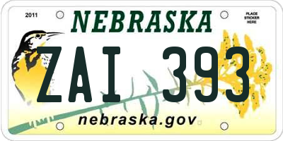 NE license plate ZAI393