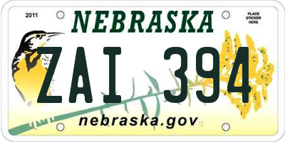 NE license plate ZAI394