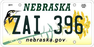 NE license plate ZAI396