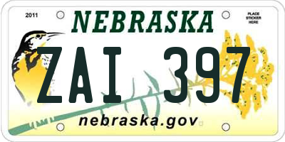 NE license plate ZAI397