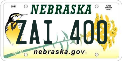 NE license plate ZAI400