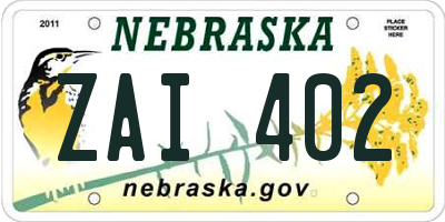 NE license plate ZAI402