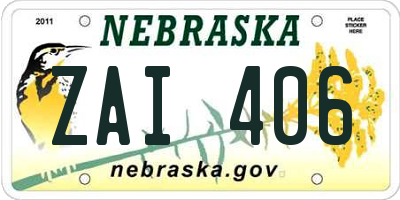 NE license plate ZAI406