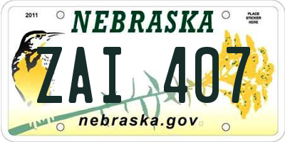 NE license plate ZAI407
