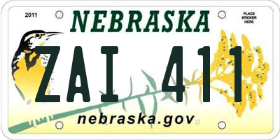 NE license plate ZAI411