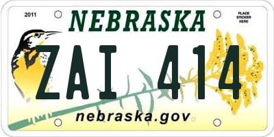 NE license plate ZAI414