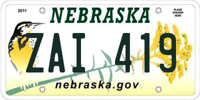 NE license plate ZAI419