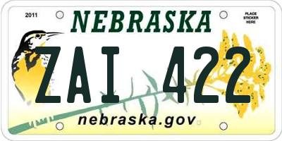 NE license plate ZAI422