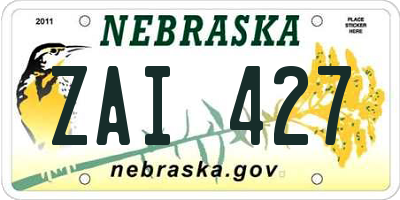 NE license plate ZAI427
