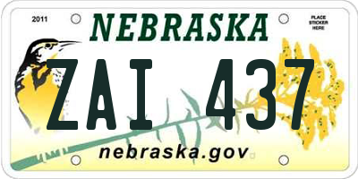 NE license plate ZAI437