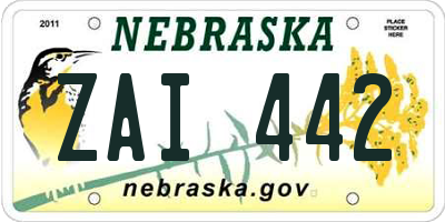 NE license plate ZAI442