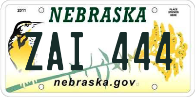 NE license plate ZAI444
