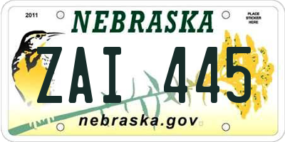 NE license plate ZAI445