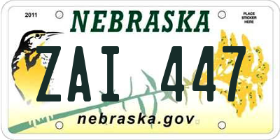 NE license plate ZAI447