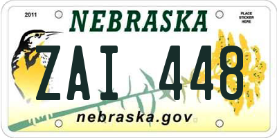 NE license plate ZAI448