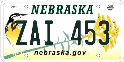 NE license plate ZAI453