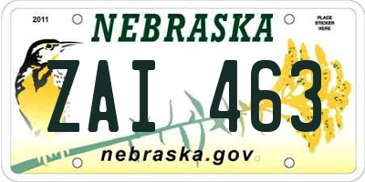 NE license plate ZAI463